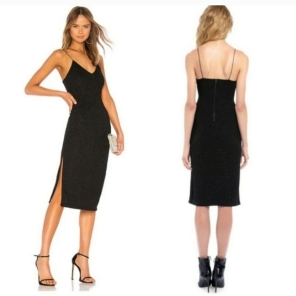alice + olivia stila side slit fitted midi length dress Size 6